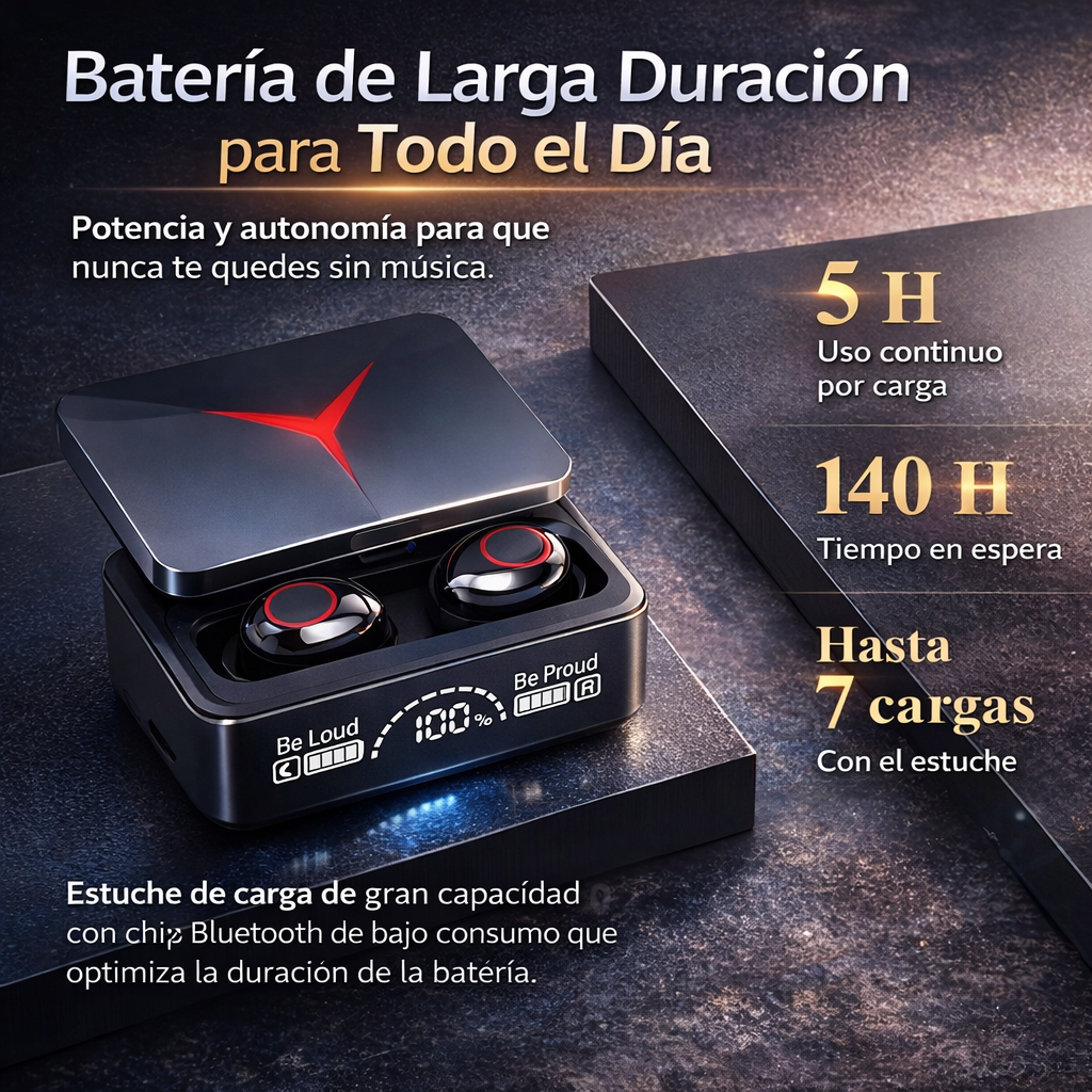 Audífonos Inalámbricos Bluetooth con Pantalla LED y Estuche de Carga