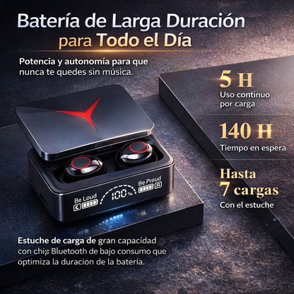 Audífonos Inalámbricos Bluetooth con Pantalla LED y Estuche de Carga